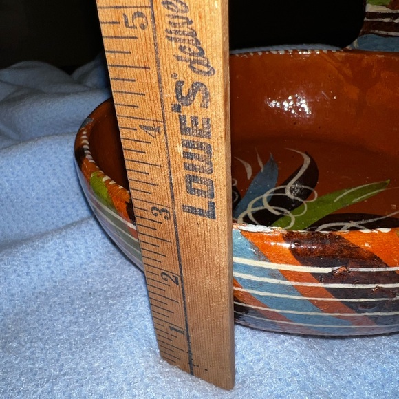 Mexican Tlaquepaque Nesting Bowls 2 Piece Set Redware Pottery Glazed Terra Cotta - Picture 12 of 15